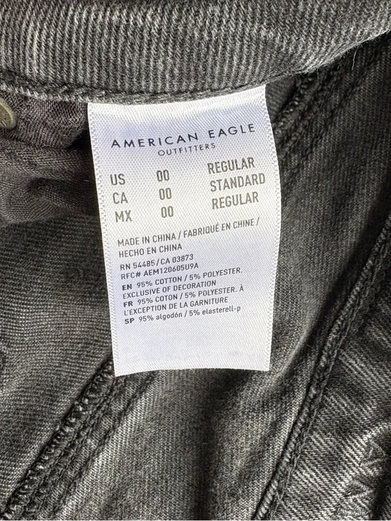 American Eagle Outfitters Black Distressed Relaxed Jeans US 00 Regular - Picture 6 of 7